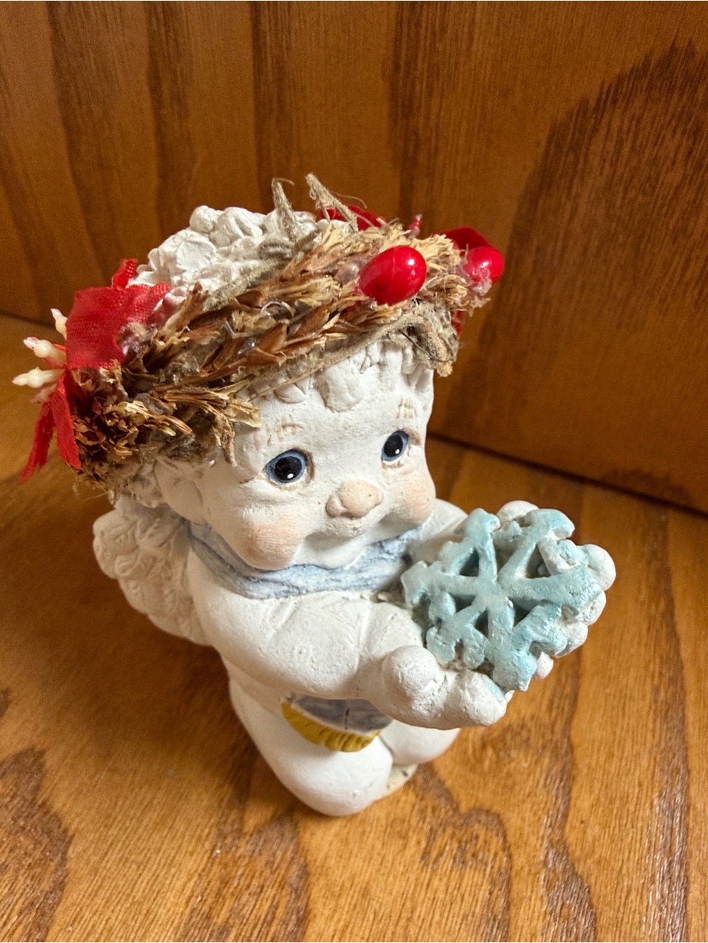 Dreamsicles White Cherub Figurine 1991 Blue Snowflake- Home Accents Christmas